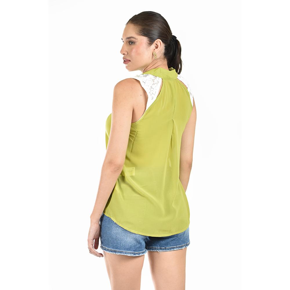 Foto 4 pulgar | Blusa Con Detalle De Encanje Roman Fashion /juvenil, 8040 (lima) Verde Lima