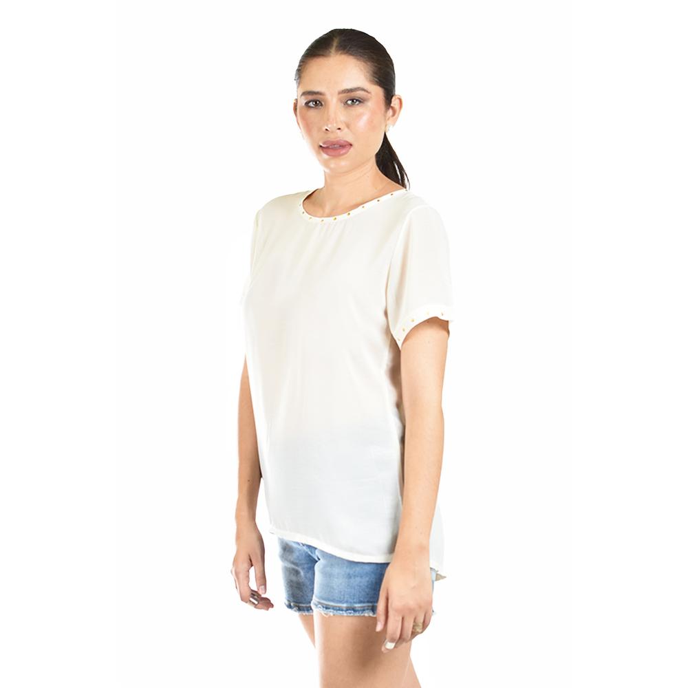 Foto 3 pulgar | Blusa Ligera Con Detalles Metalicos Roman Fashion /juvenil, 8031 (hueso) Beige