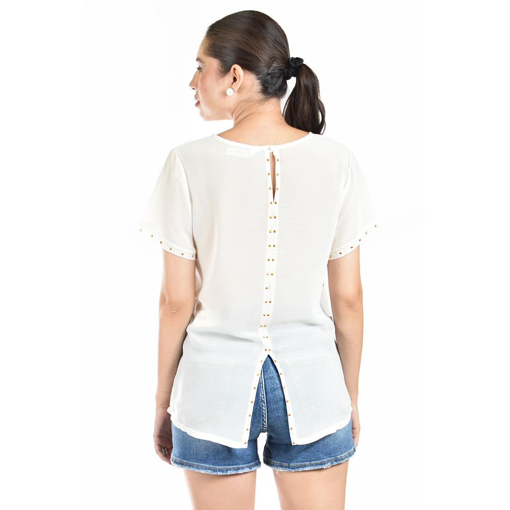 Foto 3 | Blusa Ligera Con Detalles Metalicos Roman Fashion /juvenil, 8031 (hueso) Beige