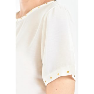 Foto 4 | Blusa Ligera Con Detalles Metalicos Roman Fashion /juvenil, 8031 (hueso) Beige
