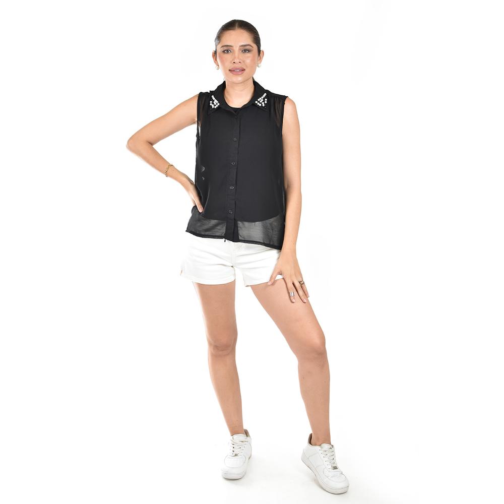 Foto 4 | Blusa Con Detalle De Perlas Roman Fashion /juvenil, 8037 (negro) Negro