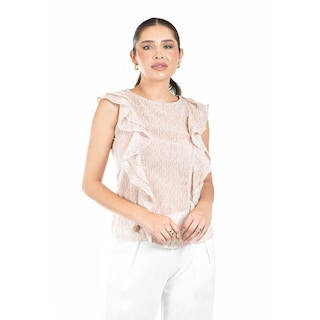 Foto 1 | Blusa De Chifon Con Olanes Roman Fashion /juvenil, 2669 (palo De Rosa) Rosa