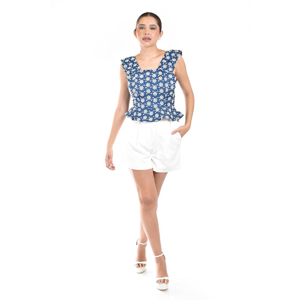 Foto 5 pulgar | Blusa Bordada Con Olanes Roman Fashion /juvenil, 3220 (mezclilla Dark) Azul Oscuro