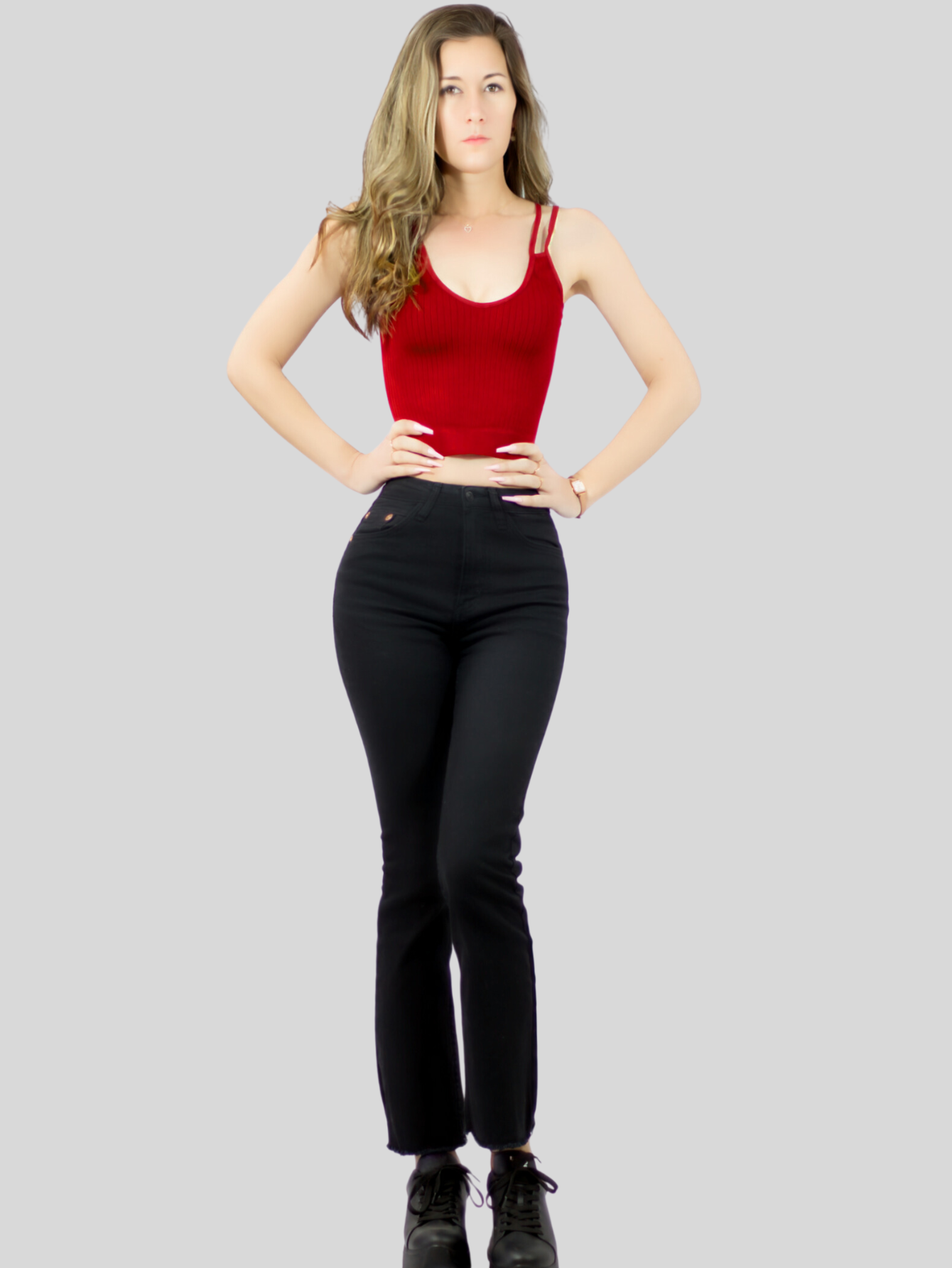 Foto 3 pulgar | Set De 3 Crop Top De Mujer Top-1015-px3 Rojo  Coral Y Cafe  Deportivo O Casual