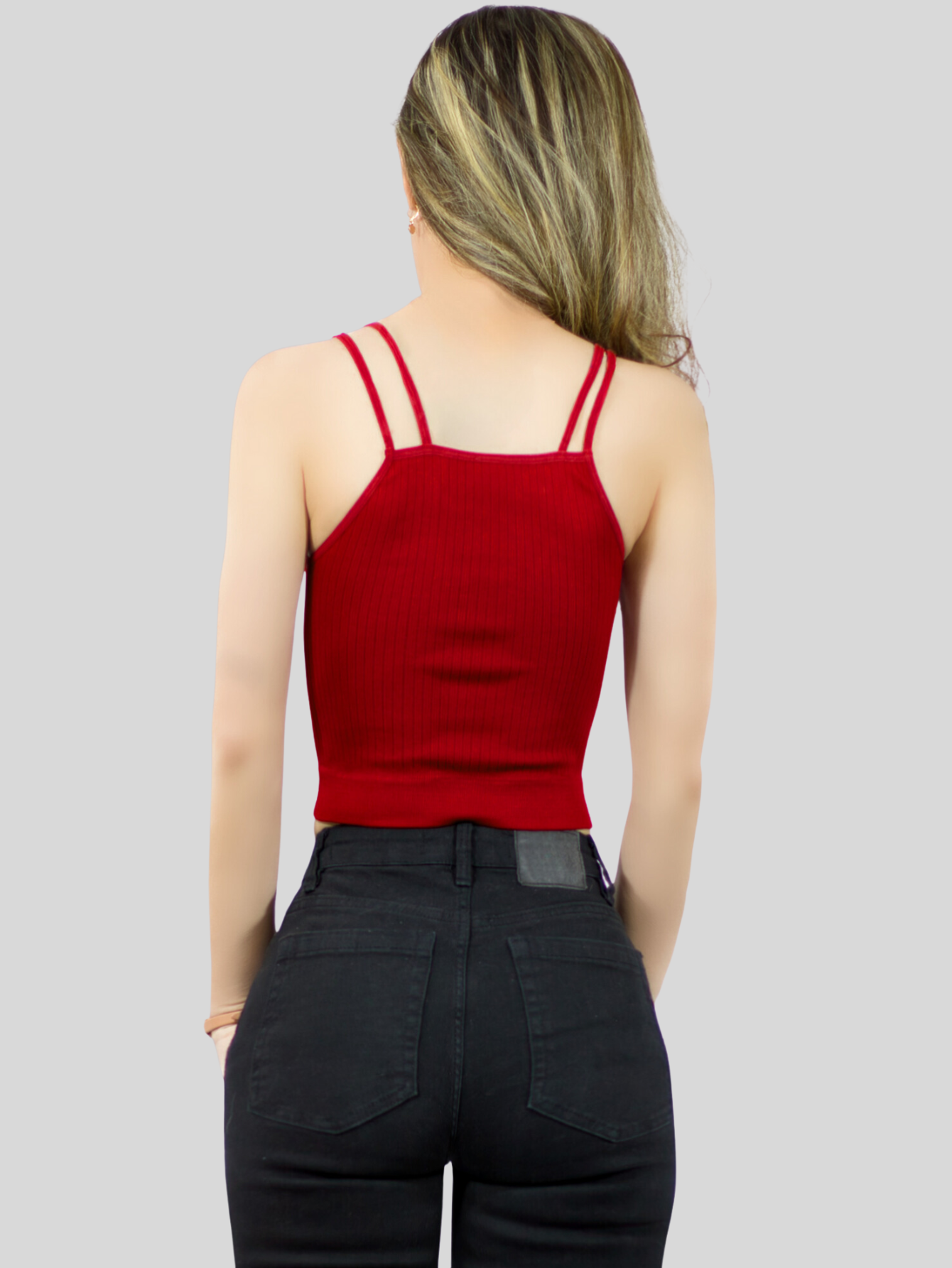 Foto 4 pulgar | Set De 3 Crop Top De Mujer Top-1015-px3 Rojo  Coral Y Cafe  Deportivo O Casual