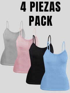Foto 6 | Set 4 Blusas Mujer Tirantes Casual Blusa Bl-1005-px4 Variedad De Colores Crop Top Dama