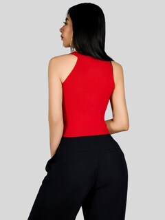 Foto 3 | Blusa Crop Cuello Halter Canale Bl-1035 Rojo Diseño Elegante Y Comodidad