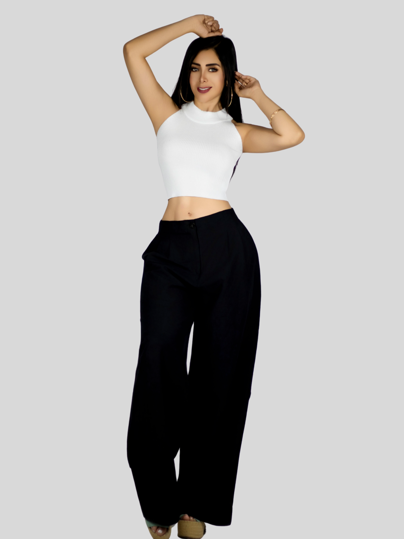 Foto 3 pulgar | Blusa Crop Cuello Halter Canale Bl-1035 Blanco Diseño Elegante Y Comodidad