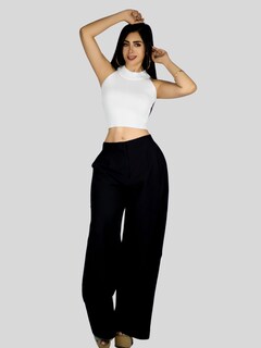 Foto 2 | Blusa Crop Cuello Halter Canale Bl-1035 Blanco Diseño Elegante Y Comodidad