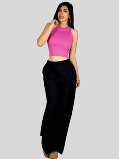 Foto 2 | Blusa Crop Cuello Halter Canale Bl-1035 Fucsia Diseño Elegante Y Comodidad