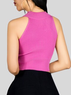 Foto 6 | Blusa Crop Cuello Halter Canale Bl-1035 Fucsia Diseño Elegante Y Comodidad