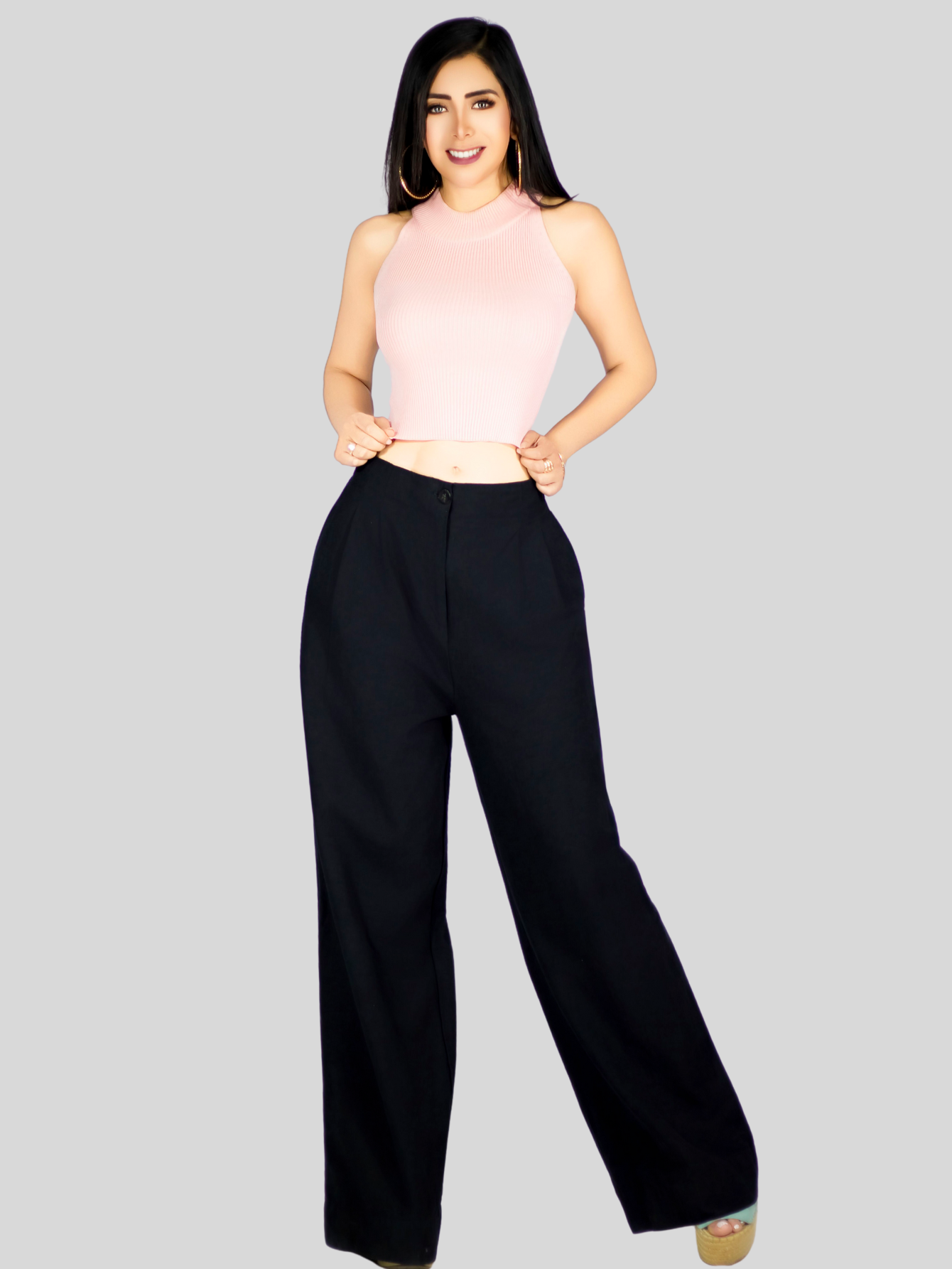 Foto 3 pulgar | Blusa Crop Cuello Halter Canale Bl-1035 Rosa Diseño Elegante Y Comodidad