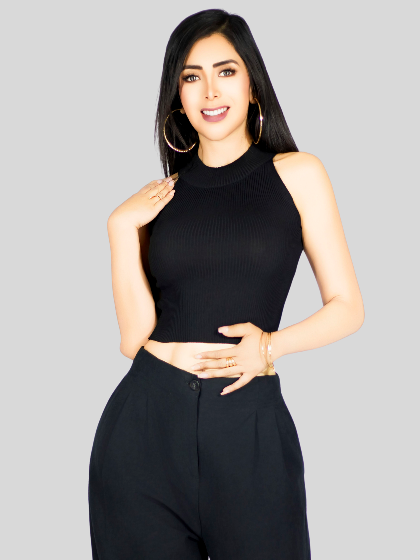Foto 5 pulgar | Blusa Crop Cuello Halter Canale Bl-1035 Negro Diseño Elegante Y Comodidad
