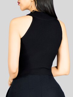 Foto 6 | Blusa Crop Cuello Halter Canale Bl-1035 Negro Diseño Elegante Y Comodidad