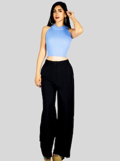 Foto 2 | Blusa Crop Cuello Halter Canale Bl-1035 Azul Claro Diseño Elegante Y Comodidad