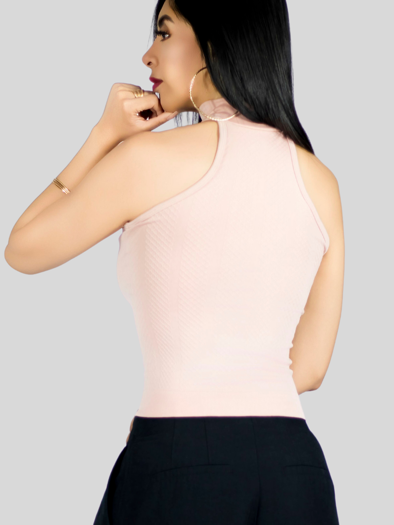 Foto 6 pulgar | Blusas Mujer Unitalla Texturizada Casual Bl-1029 Coral Elegante Crop Top