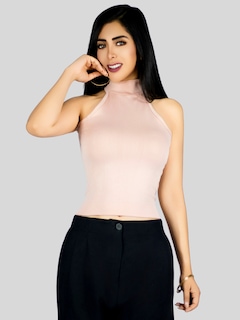 Foto 6 | Blusas Mujer Unitalla Texturizada Casual Bl-1029 Coral Elegante Crop Top