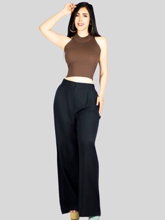 Foto 2 | Blusa Crop Cuello Halter Canale Bl-1035 Café Oscuro Diseño Elegante Y Comodidad