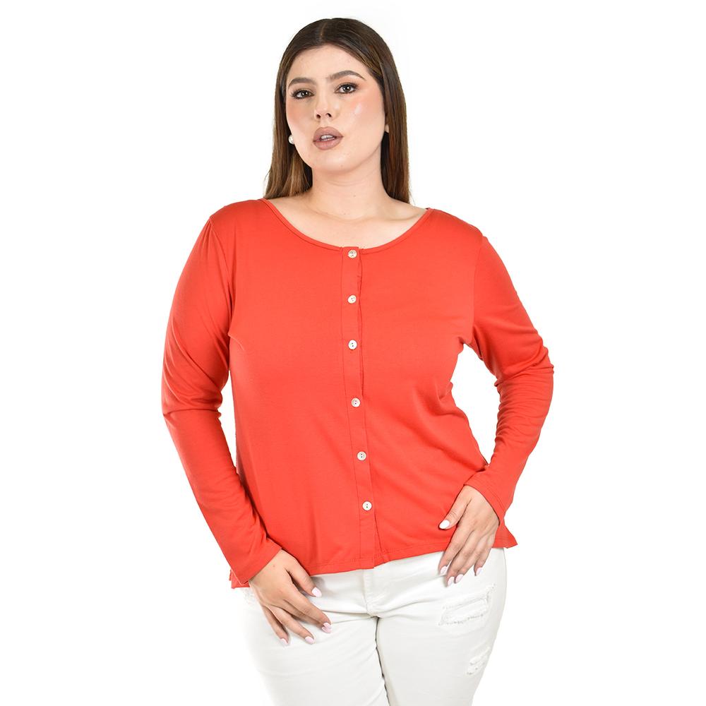 Foto 2 pulgar | Blusa de Encaje Roman Fashion Naranja para Mujer