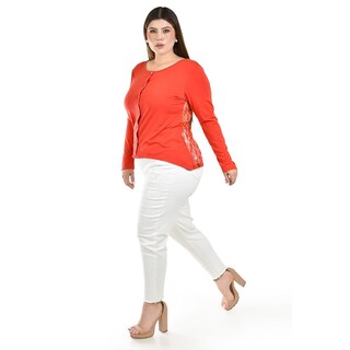 Foto 2 | Blusa de Encaje Roman Fashion Naranja para Mujer