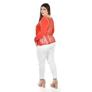 Foto 3 | Blusa de Encaje Roman Fashion Naranja para Mujer
