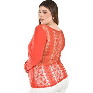 Foto 4 | Blusa de Encaje Roman Fashion Naranja para Mujer