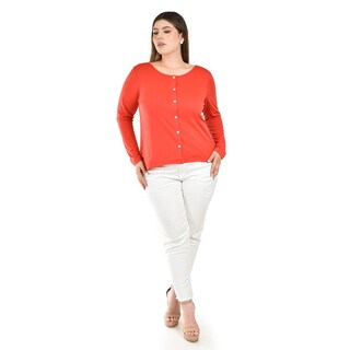 Foto 5 | Blusa de Encaje Roman Fashion Naranja para Mujer