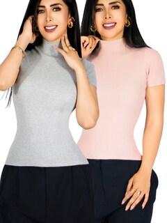Foto 1 | Set De 2 Blusas De Mujer Stretch Casual Bl-1034-px2 Variedad De Colores Elegante Manga Corta