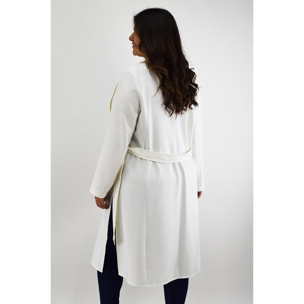 Foto 4 pulgar | Gabardina con Cinto Roman Fashion Blanca Tallas Extras