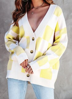 Foto 3 | Suéter Tipo Cárdigan Dokotoo 2024, Invierno, Cuello En V, A Cuadros Para Mujer - Venta Internacional.