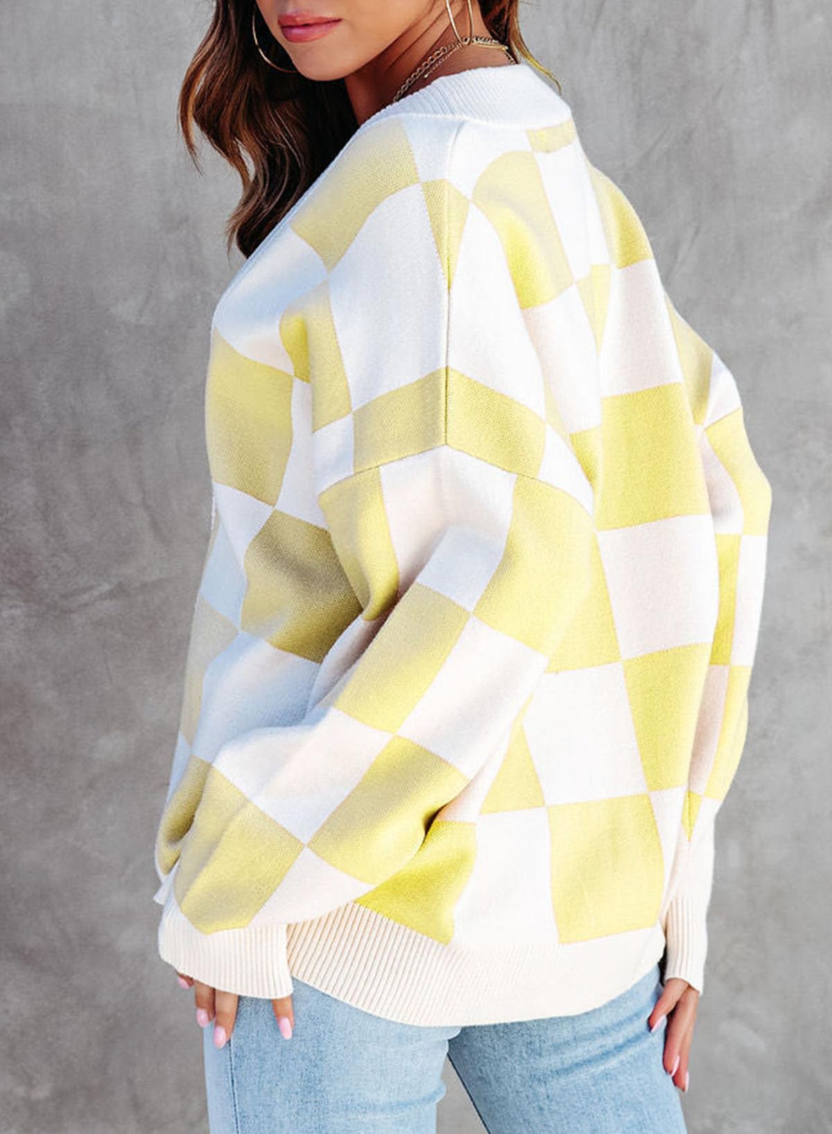 Foto 4 | Suéter Tipo Cárdigan Dokotoo 2024, Invierno, Cuello En V, A Cuadros Para Mujer - Venta Internacional.