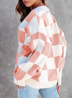 Foto 3 | Suéter Tipo Cárdigan Dokotoo 2024 Con Cuello En V A Cuadros De Punto Trenzado Para Mujer - Venta Internacional.
