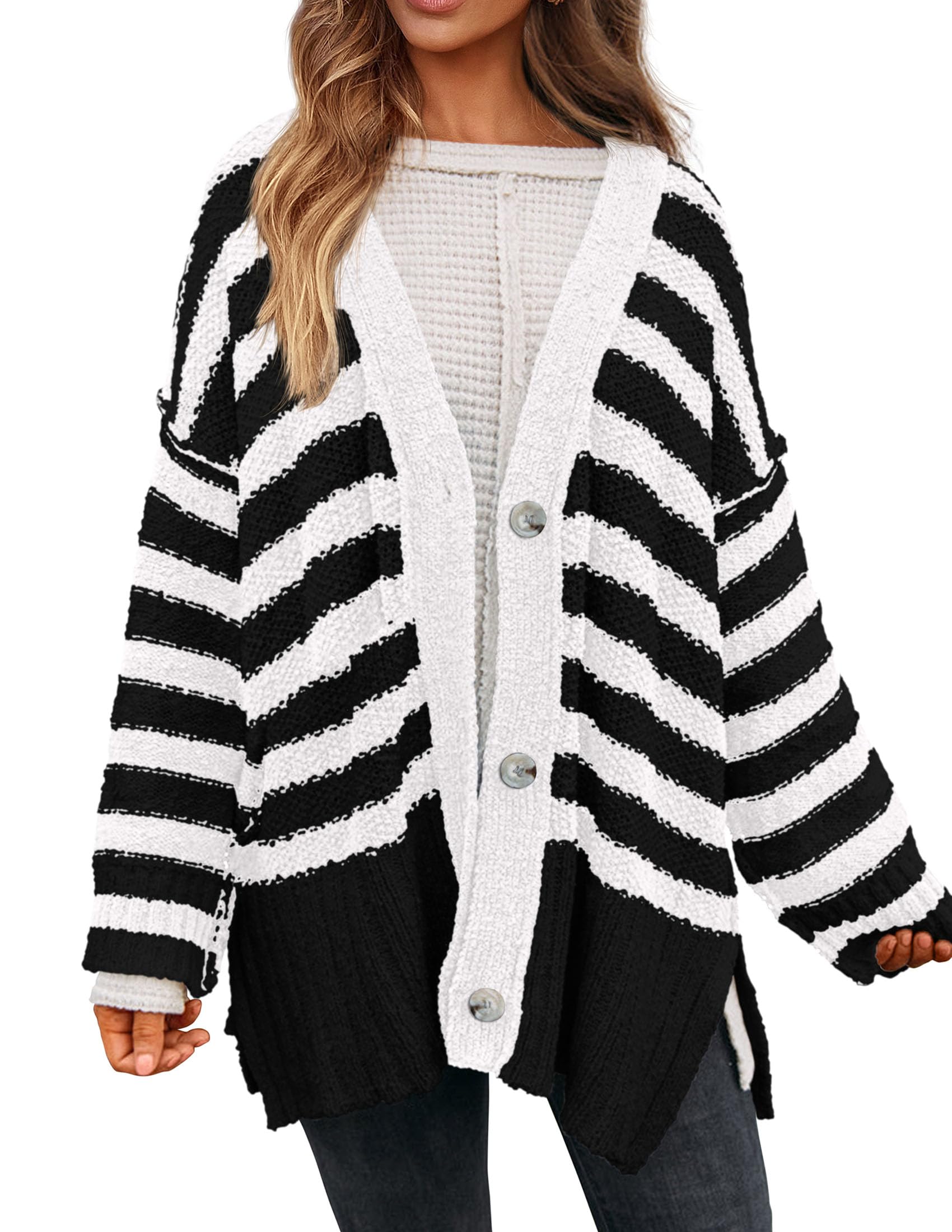 Jersey Tipo Cárdigan Prettygarden De Algodón Blanco Y Negro Para Mujer - Venta Internacional.