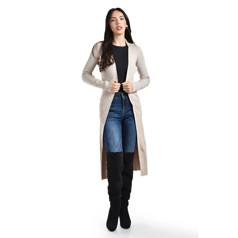 Foto 1 | Cardigan Largo Acanalado Roman Fashion /juvenil, 7541 (beige) Beige