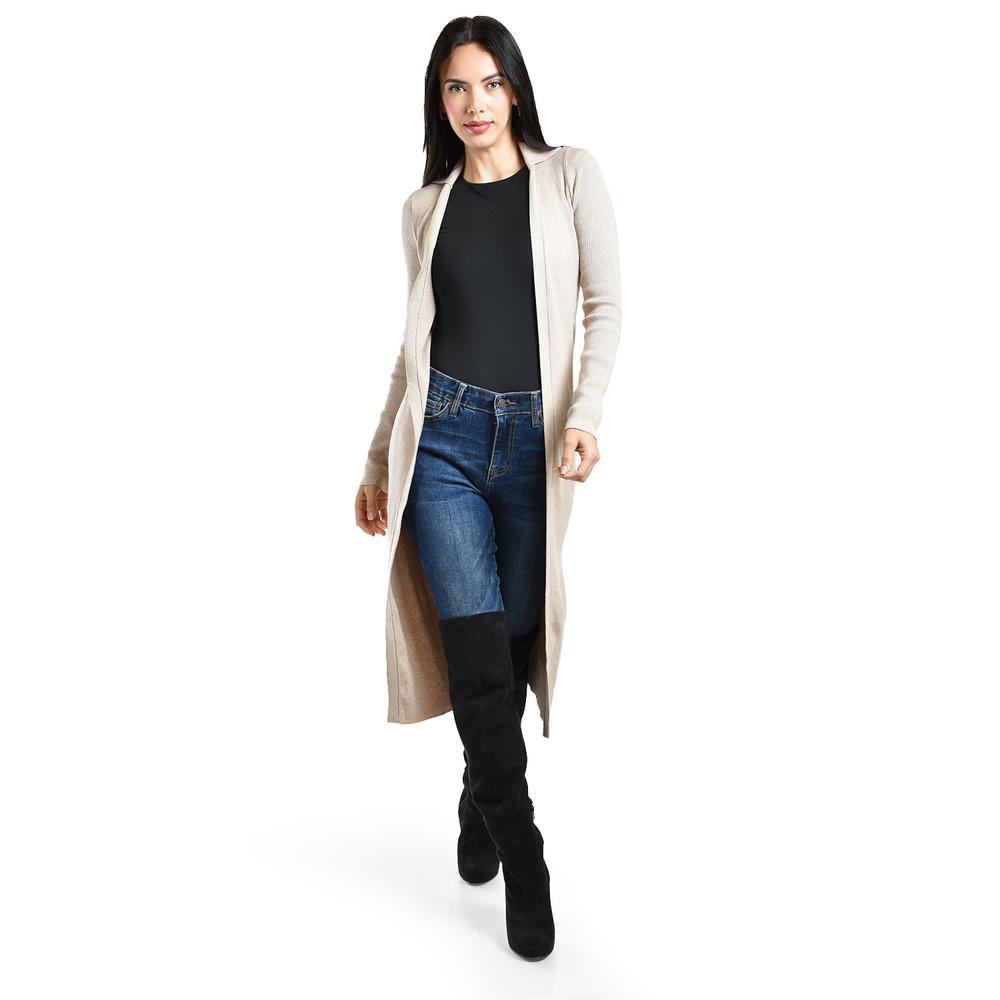 Foto 6 pulgar | Cardigan Largo Acanalado Roman Fashion /juvenil, 7541 (beige) Beige