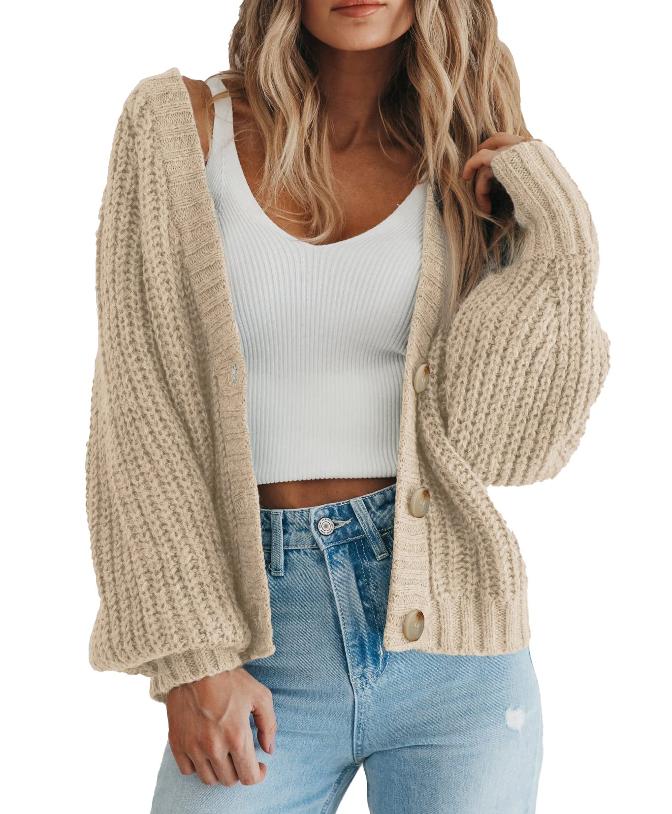 Foto 1 | Cardigan Prettygarden, Suéter De Punto Con Cuello En V Y Botones Para Mujer - Venta Internacional.