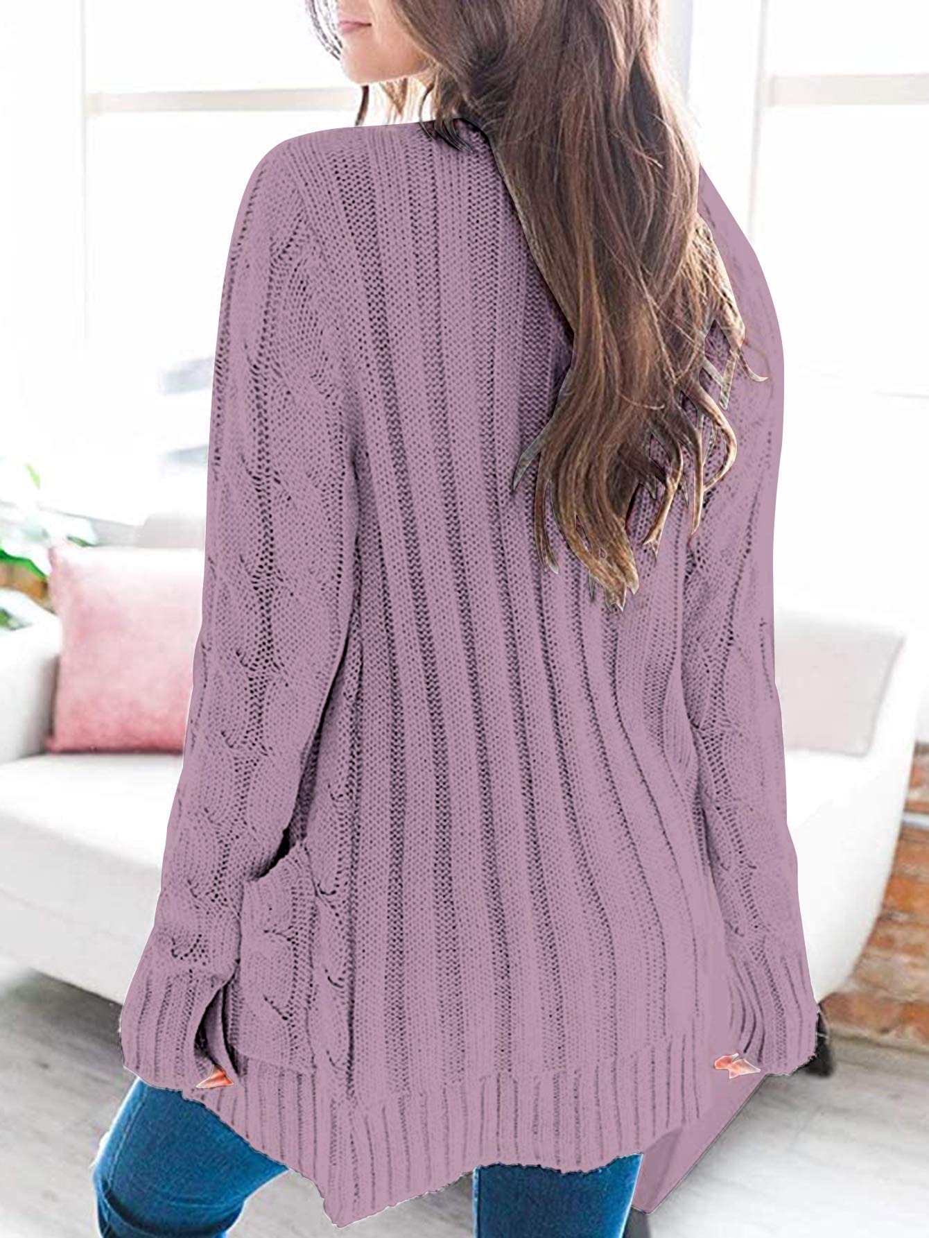 Foto 6 pulgar | Jersey Tipo Cárdigan Prettygarden Para Mujer, Tejido Trenzado, Color Morado, Talla M - Venta Internacional.