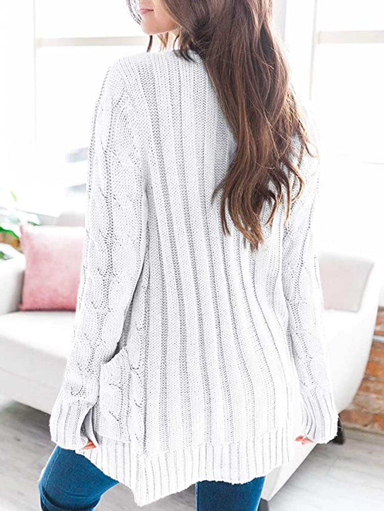 Foto 4 pulgar | Jersey Tipo Cárdigan Prettygarden Para Mujer, Tejido Trenzado, Color Blanco S - Venta Internacional.