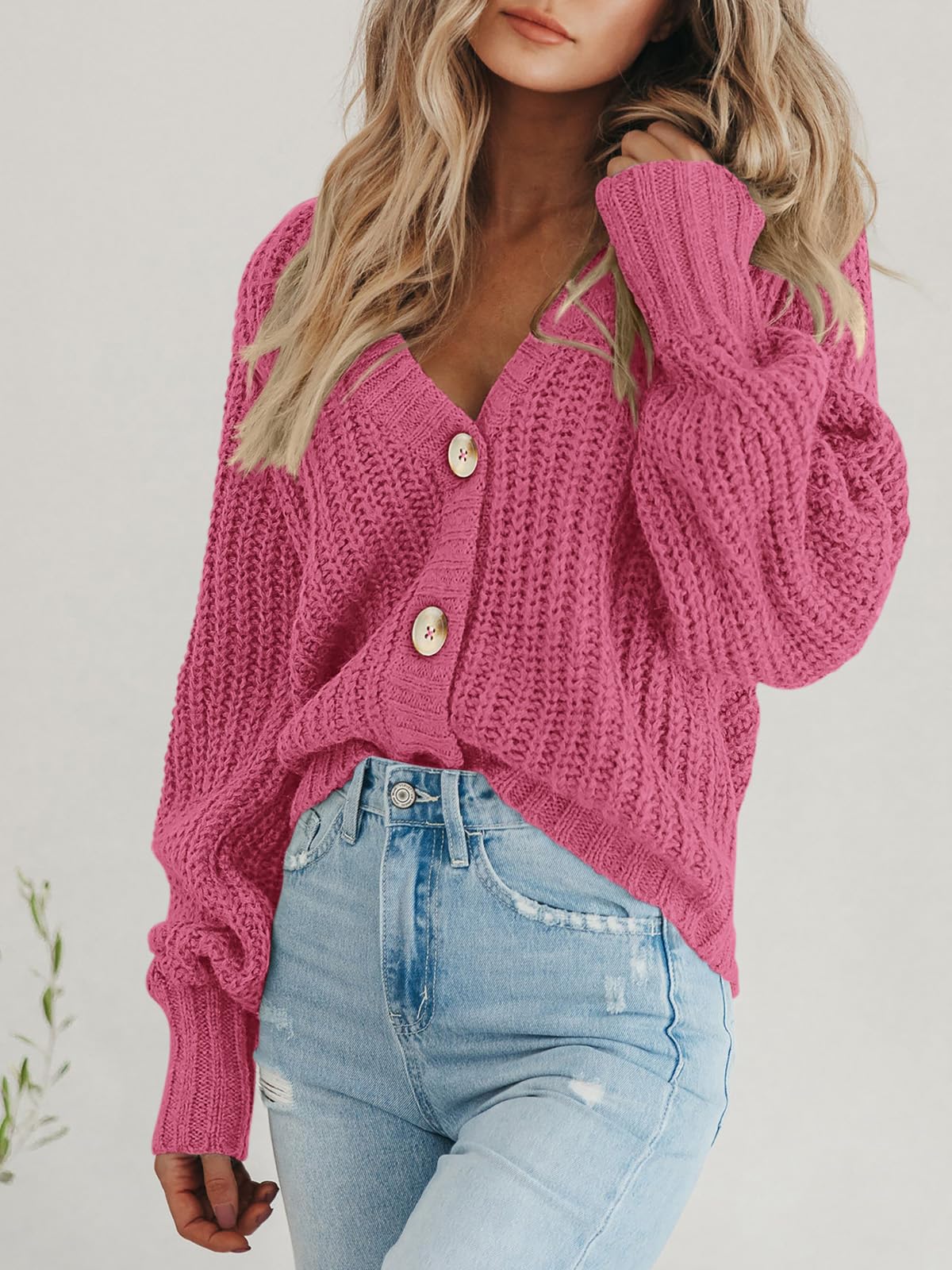 Foto 4 pulgar | Jersey Tipo Cárdigan Prettygarden Para Mujer, De Punto Grueso, Gris Y Rosa - Venta Internacional.