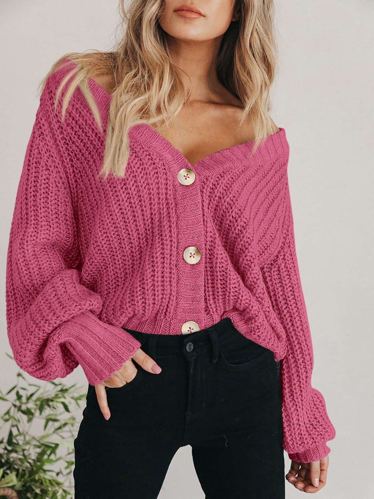 Foto 7 | Jersey Tipo Cárdigan Prettygarden Para Mujer, De Punto Grueso, Gris Y Rosa - Venta Internacional.
