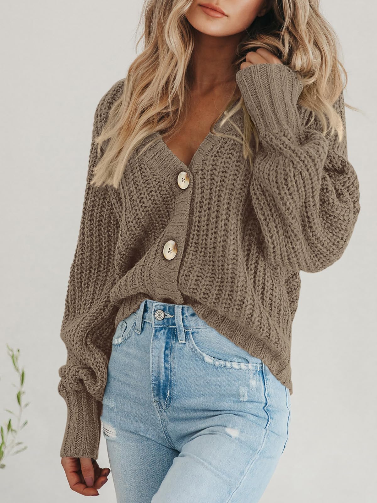 Foto 3 | Cárdigan Prettygarden Para Mujer, Otoño De 2024, Con Botones, Color Camel - Venta Internacional.