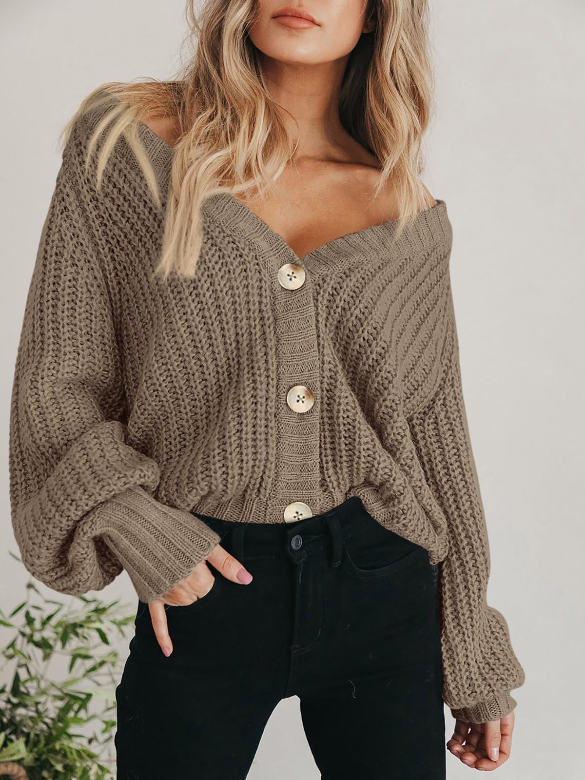 Foto 7 | Cárdigan Prettygarden Para Mujer, Otoño De 2024, Con Botones, Color Camel - Venta Internacional.