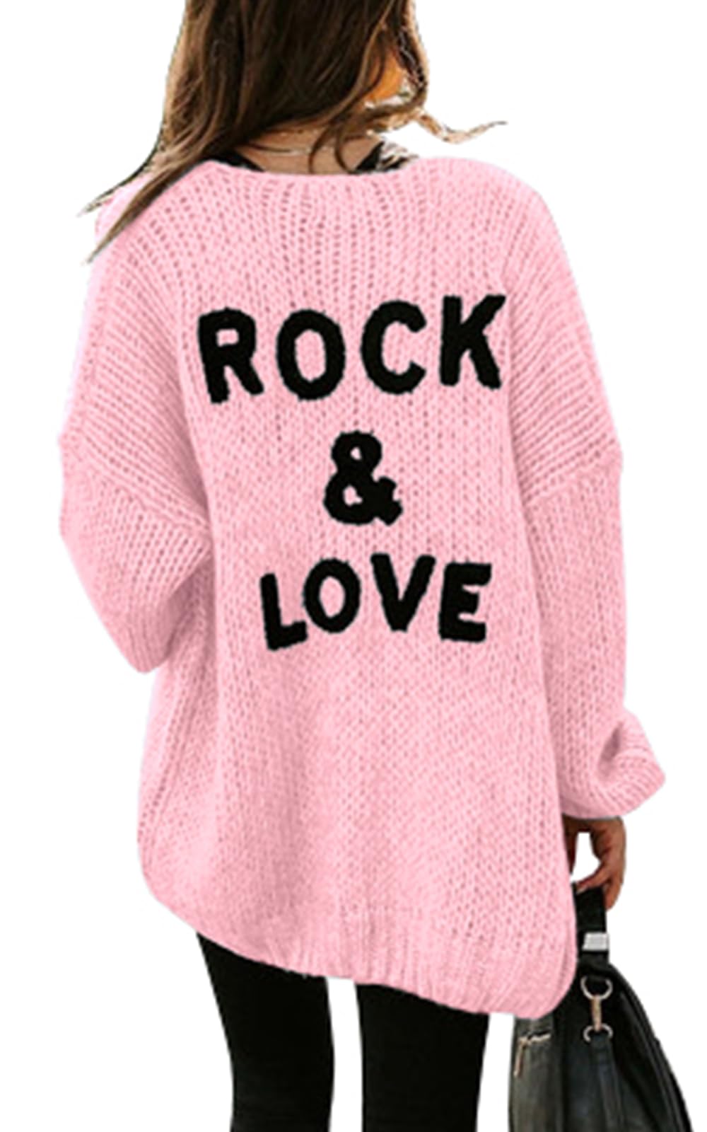 Cárdigan Prettygarden Para Mujer, Tejido Con La Parte Delantera Abierta, Color Rosa, Talla L - Venta Internacional.