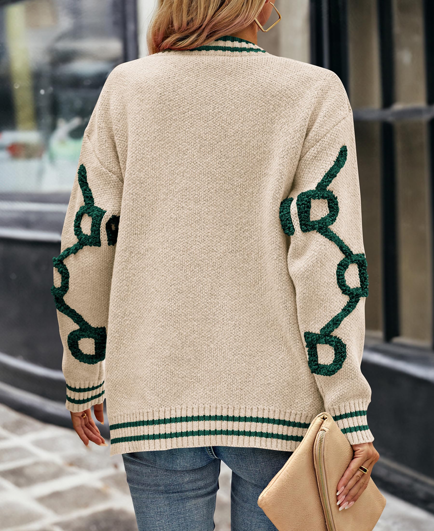 Foto 2 | Jersey Tipo Cárdigan Prettygarden De Punto Grueso Para Mujer, Color Verde Albaricoque - Venta Internacional.