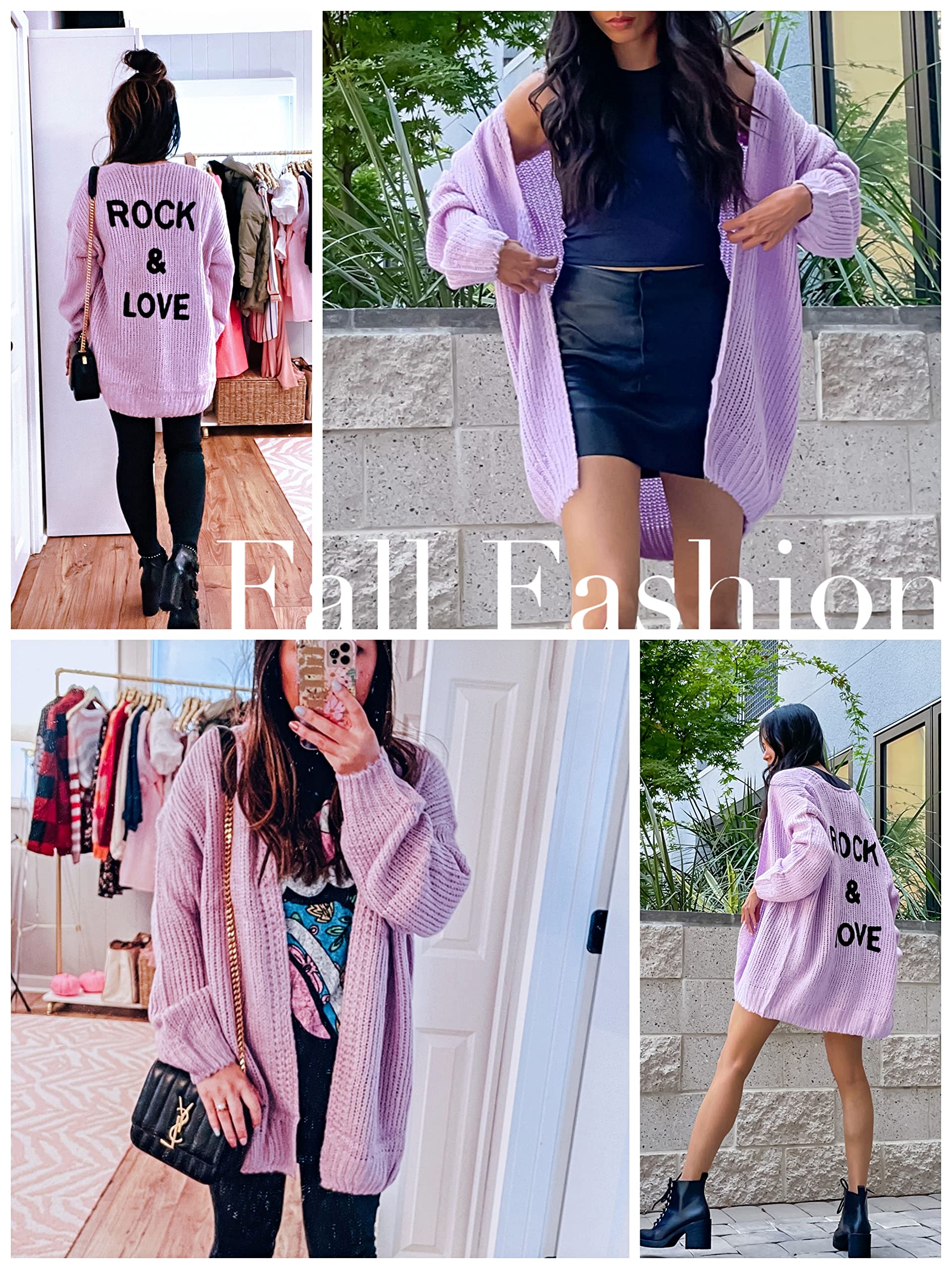 Foto 5 pulgar | Jersey Tipo Cárdigan Prettygarden Con Parte Delantera Abierta, Midi, Largo, Color Morado - Venta Internacional.