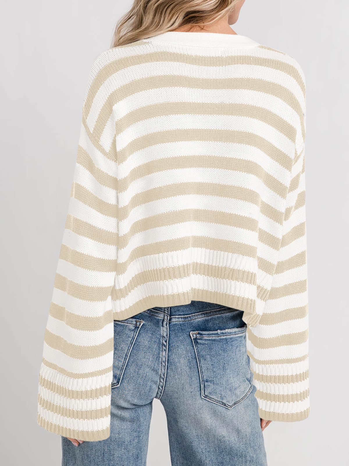 Foto 5 | Jersey Tipo Cárdigan Saodimallsu A Rayas Para Mujer, Abrigo De Punto - Venta Internacional.
