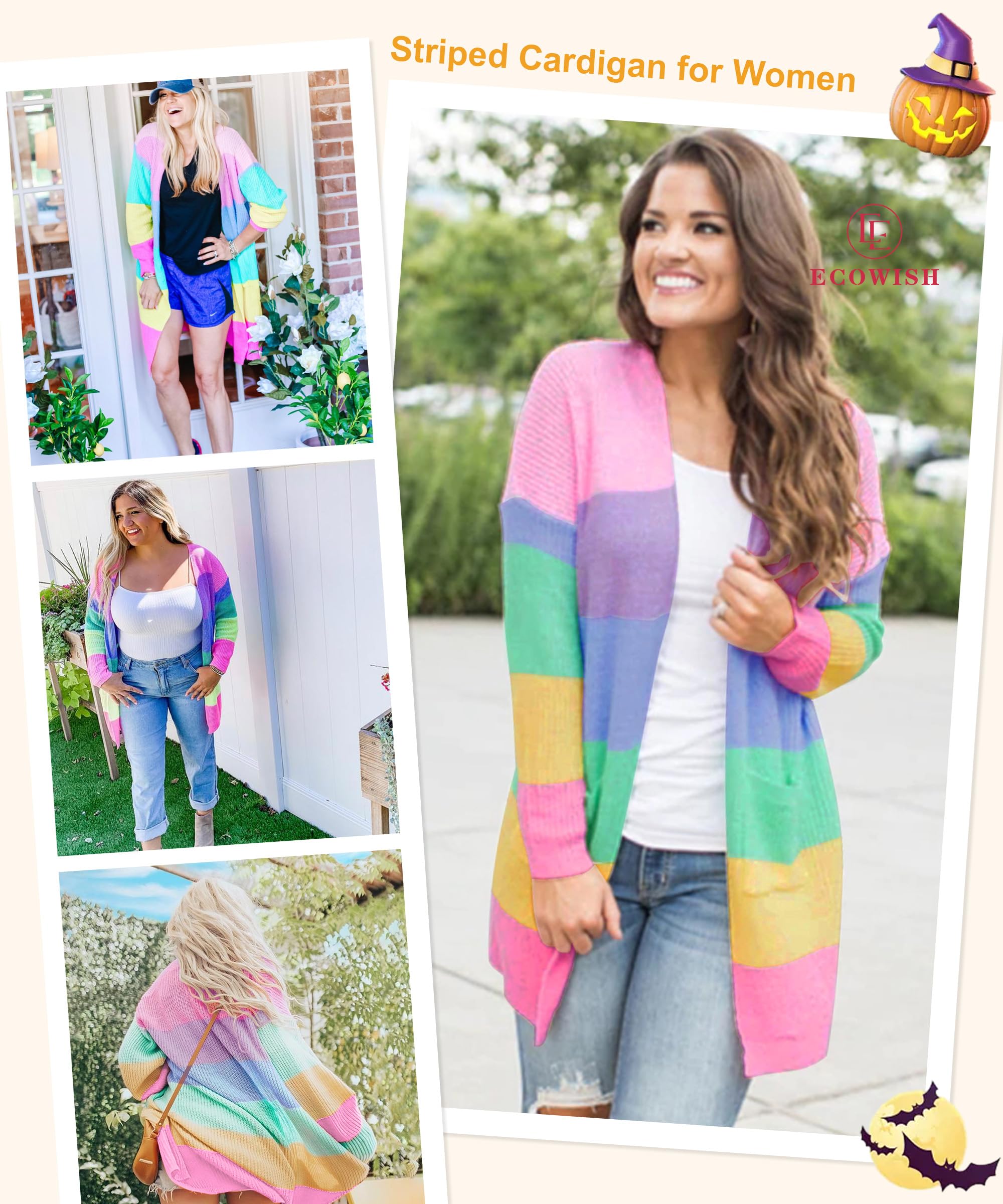 Foto 4 pulgar | Suéteres Ecowish, Ligeros, Con Bloques De Color Rosa, Para Mujer - Venta Internacional.