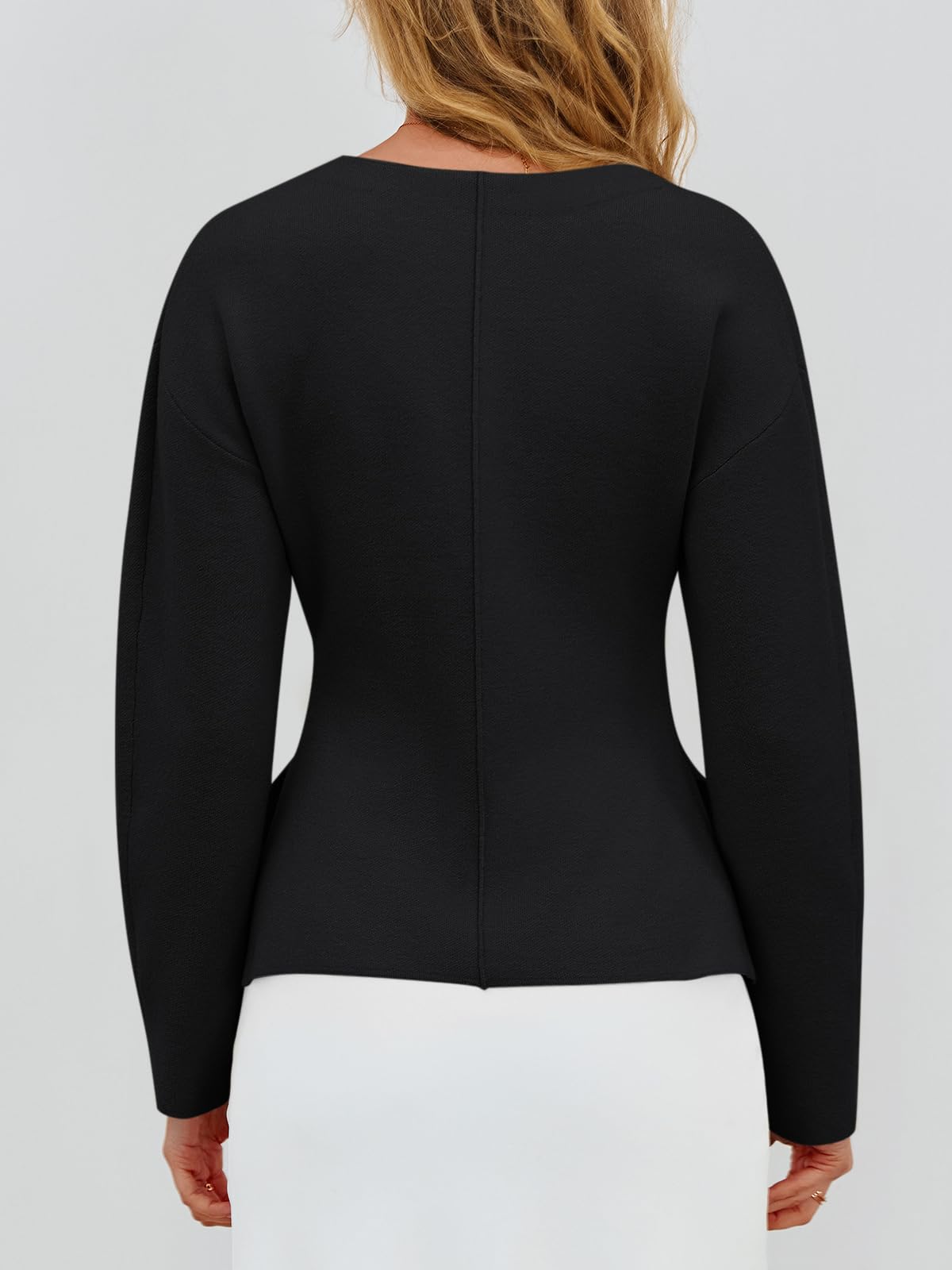 Foto 7 pulgar | Jersey Tipo Cárdigan Saodimallsu Con Cuello En V, Estilo Peplum, Negro, Para Mujer - Venta Internacional.