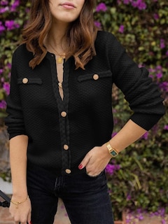 Foto 4 | Jersey Tipo Cárdigan Saodimallsu Para Mujer, Tejido Trenzado, Color Negro Otoñal - Venta Internacional.