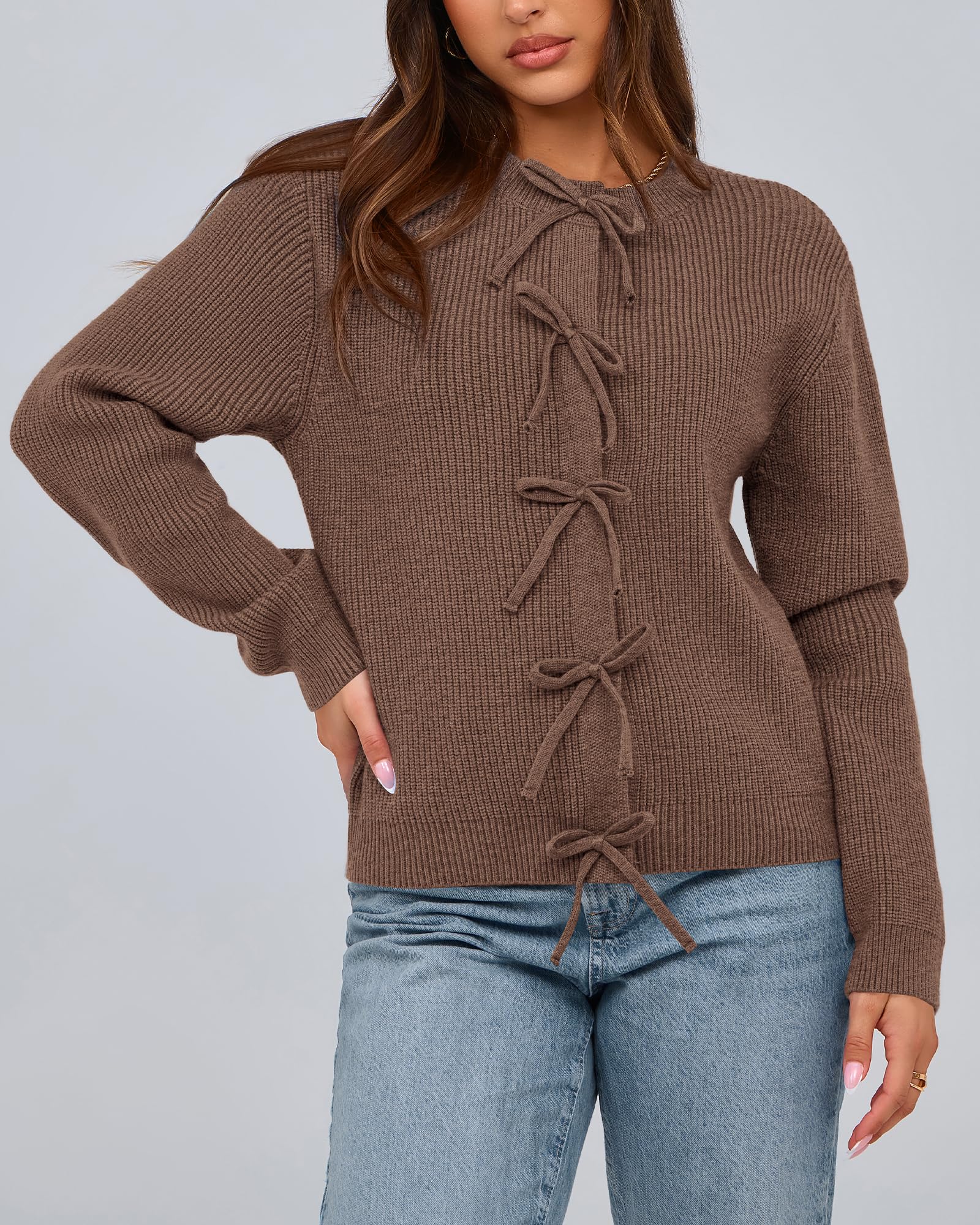 Foto 4 pulgar | Jersey Tipo Cárdigan Btfbm, Moderno, Otoño, 2024, Frente Abierto, Mujer, Marrón - Venta Internacional.
